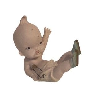 Kewpie Style Diaper Baby Boy Figurine with Pin Bisque Japan 3.5in